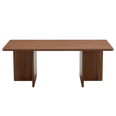 Dexmalle Modern Wood Grain Rectangle Coffee Table,Walnut