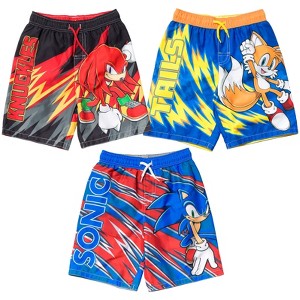 SEGA Sonic the Hedgehog Knuckles Tails Sonic The Hedgehog 3 Pack Swim Trunks Little Kid to Big Kid  - 1 of 4
