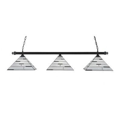 Toltec Lighting Square 3 - Light Island Pendant Light in  Black Copper with 14" Pearl Ebony Art Glass Shade