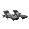 NicBex Patio Lounge Chair Set of 2, Outdoor Wicker Reclining Chair with Cushion, 150°Lay Flat Sun Lounger for Lawn, Beach, Poolside, Garden, Dark Gray - 3 of 4