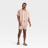 Men's Striped Linen-Blend Camp Shirt - Goodfellow & Co™ Beige/Pink - 3 of 3