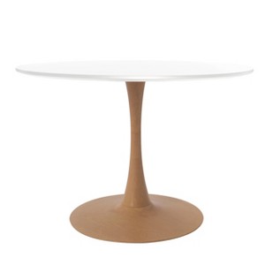 LeisureMod Bristol 35'' Modern Round Dining Table – Durable MDF Top and Wood-Transfer Natural Steel Base for Kitchen, Dining Room, or Cafes - 1 of 4
