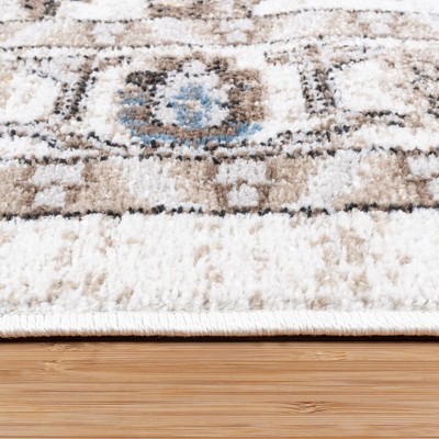 Ivory and Beige Tufted Rectangular Synthetic Area Rug 5' x 7'