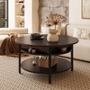 WOWLIVE 27"W Lift-Top Wood Coffee Table, Small Round Cocktail Table with Storage for Living Room, CT007 - 2 of 4