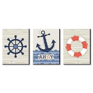 Big Dot of Happiness Ahoy - Nautical - Boy Nursery Wall Art and Kids Room Decorations - Gift Ideas - 7.5 x 10 inches - Set of 3 Prints - 1 of 4
