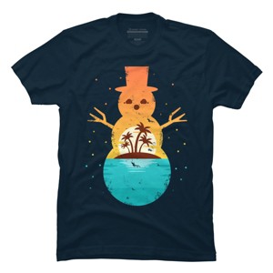 Men's Design By Humans Christmas in July Snowman Sunset By destiny29 T-Shirt - 1 of 4