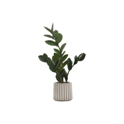 Maggift Artificial Plant ZZ Indoor Faux Plant with Black Pot for Indoor Walkway Entryway Decor Real Touch Decorative Green Leaves, Green, 11"*10"*20"