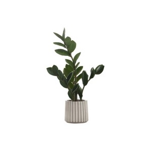 Syemin Artificial Plant ZZ Indoor Faux Plant with Black Pot for Indoor Walkway Entryway Decor Real Touch Decorative Green Leaves, Green, 11"*10"*20" - 1 of 4