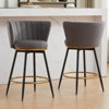 Gulches Mid-Century Swivel Upholstered Counter Height Bar Stools, Velvet Fabric, 26" H, Set of 2 - 2 of 4