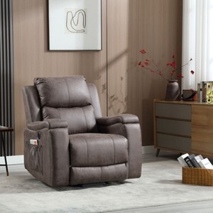 Bestier Luxury Massage & Heat Recliner Chair, Upholstered Swivel Lounger with Cup Holder and Pocket, Full-Body Adjustable Rocking Chair - 1 of 4