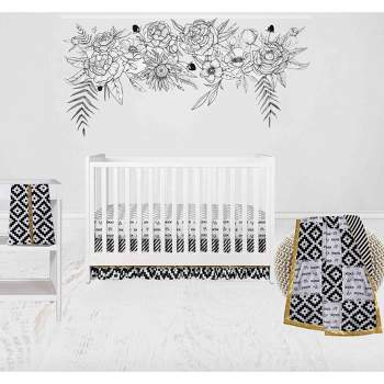 Bacati - Love Black Gold 4 pc Crib Bedding Set with Diaper Caddy