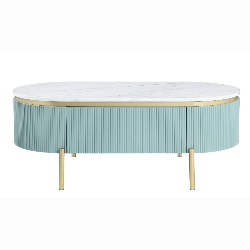 Cartehena Faux Marble Coffee Table with Drawer Light Teal Blue - HOMES: Inside + Out, 4 of 11
