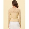 INSPIRE CHIC Women's Tie Front Ruffled Hem Floral Lace Sheer Crop Bolero Shrug - 3 of 4