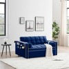 TiramisuBest 55" Velvet Sleeper Sofa with Pull-Out Bed, Convertible Loveseat with Pillows & Side Pockets for Small Spaces, Living Room, Blue - 4 of 4