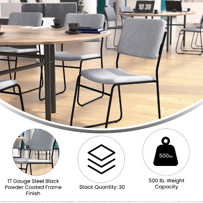 Versatile Armless Stacking Swivel Chair in Gray with Metal Frame