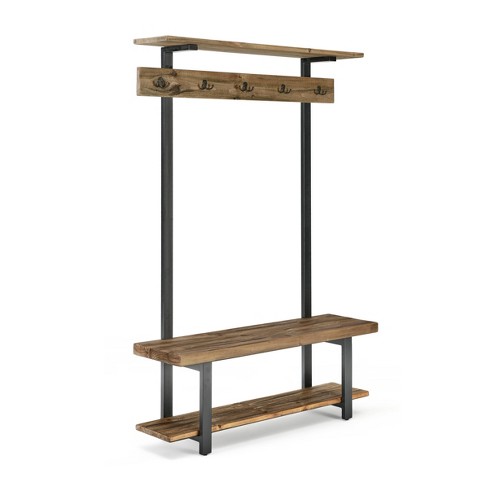 Pomona Entryway Hall Tree With Bench, Shelf And Coat Hooks