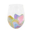 4.75 In Pink Groove Stemless Wine Glass Ettavee Izzy & Oliver Wine Glasses - 2 of 3