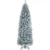 Yaheetech 6Ft/7.5Ft Flocked Pencil Artificial Christmas Tree Snow Frosted Christmas Tree, Green - 2 of 4