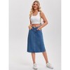 INSPIRE CHIC Women's Denim Elastic Back High Waist Casual Knee Length A Line Jean Skirts - 3 of 4