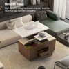 KTMBDW Modern Lift Top Coffee Table with 4 Stools, Hidden Compartment and 2 Drawers, Rising Tabletop Dining Table for Living Room, Reception Room - 4 of 4