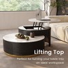 POVISON Lift-top Modern Nesting Coffee Table Set Of 2, White Sintered Stone Coffee Table Set For Living Room, 31.49'', Black - 3 of 4