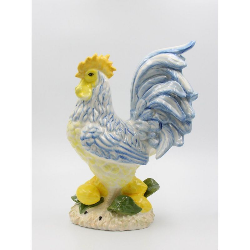 Kevins Gift Shoppe Ceramic Lemon Blue and Yellow Rooster Statue, 4 of 6
