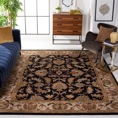 Heritage Black and Beige 8' Square Wool Area Rug