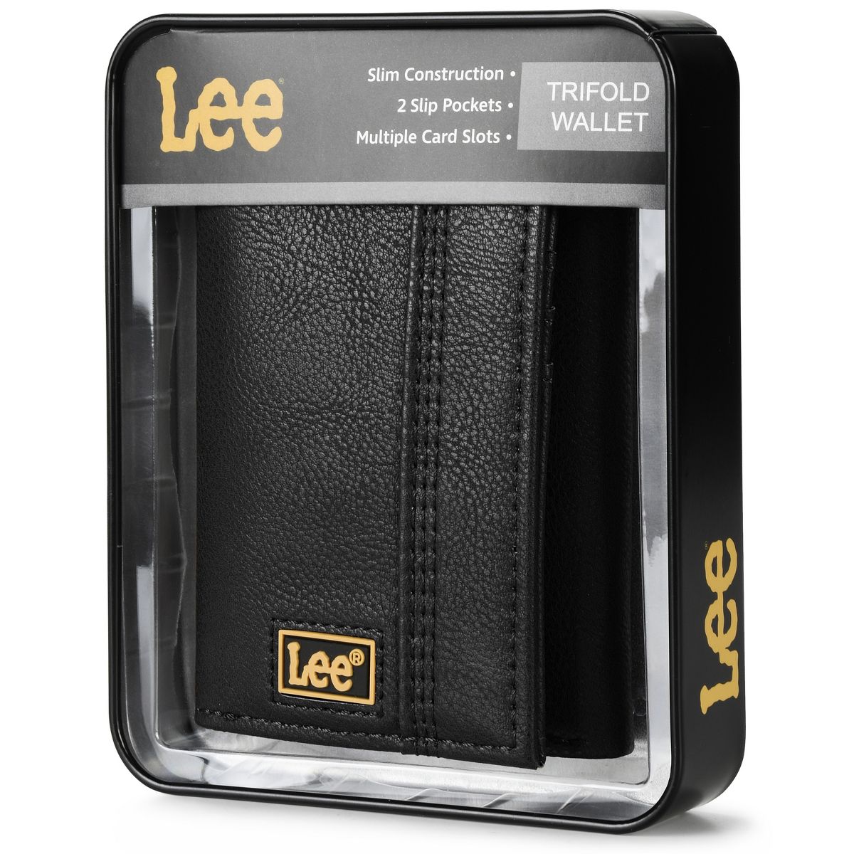 Lee Men’s Trifold Wallet, Pebble Grain Leather Wallet Billfold with RFID Flip ID Window In Gift Box, Valentine's Day Gift Ideas for Man - thumbnail 3