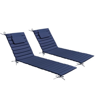 Pellebant 2PC Patio Chaise Lounge Chairs Cushion 22D Sponge 220gsm Polyester Fabric