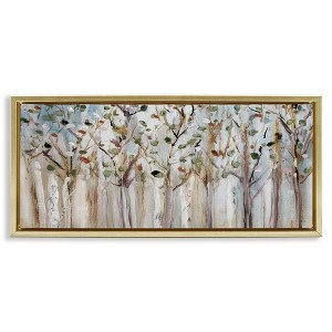 Stupell Industries Bare Branch Trees Birch Forest Floating Frame Canvas Art, Gold, 25" x 11" - 1 of 4