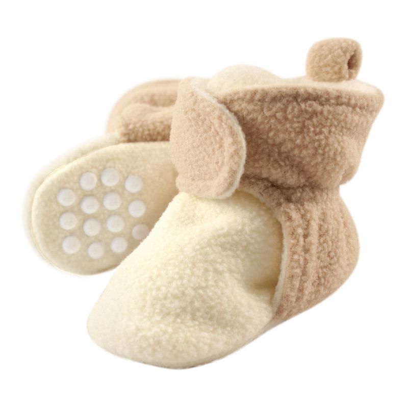 Luvable Friends Baby and Toddler Cozy Fleece Booties, Cream Tan, 1 of 3