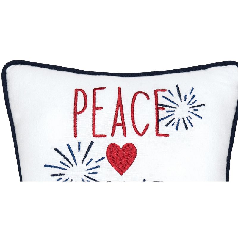 C&F Home 10" x 10" Peace, Love, Fireworks 4th of July Patriotic Embroidered Square Accent Pillow, 2 of 4