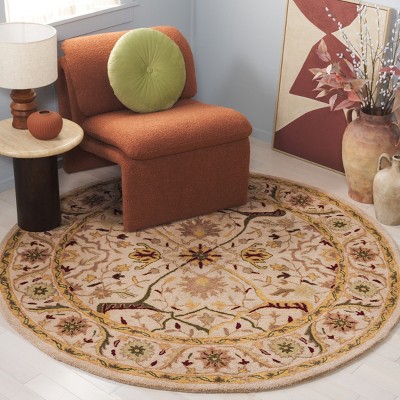 Ivory Round Handmade Wool Tufted Area Rug