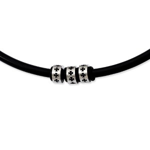 Black Bow Jewelry Black Rubber Cord and Stainless Steel Cross Necklace - 19 Inch - 1 of 4