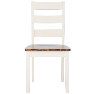 Silio White and Natural Ladder Back Dining Chairs, Set of 2