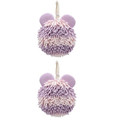 REGALWOVEN Cute Bear Shape Chenille Soft Absorbent Hand Towels 2 Pcs