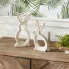 Carved Stone Bunny Outline Decor Set of 2 10.75 Inch & 9 Inch Resin Figures For Spring Tables By Melrose - 2 of 3