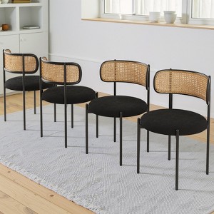 MAYEERTY Modern Upholstered Dining Chairs, Rattan Back, Metal Legs, Kitchen - 1 of 4