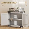 GlasFlength Kitchen Storage Accent Kitchen Cabinet Storage Cabinet Morden Sideboard Cabinet 2 Doors for Dining Room, White, 31.1"*15.4"*31.1" - 3 of 4