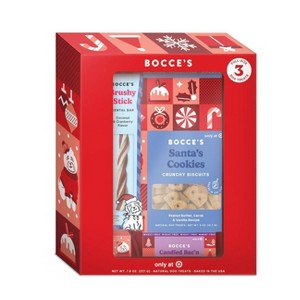 Bocce's Bakery Vanilla, Cinnamon, Cranberry, Bacon, Coconut, Peanut Butter Flavor Dental Hard Crunchy and Chewy Dog Treat Gift Set - 7.8oz - 1 of 4