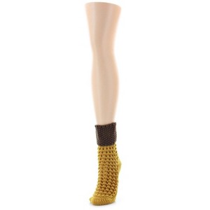 Memoi Women's Box Weave Chunky Knit Thick Cuff Boot Sock - 1 of 2