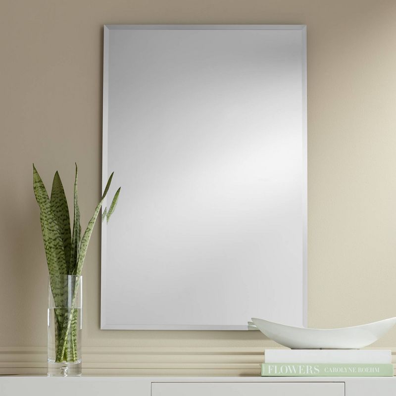 Noble Park Brix Rectangular Vanity Decorative Wall Mirror Modern Beveled Edge Frameless 24" Wide for Bathroom Living Room Entryway House Home Office, 2 of 10