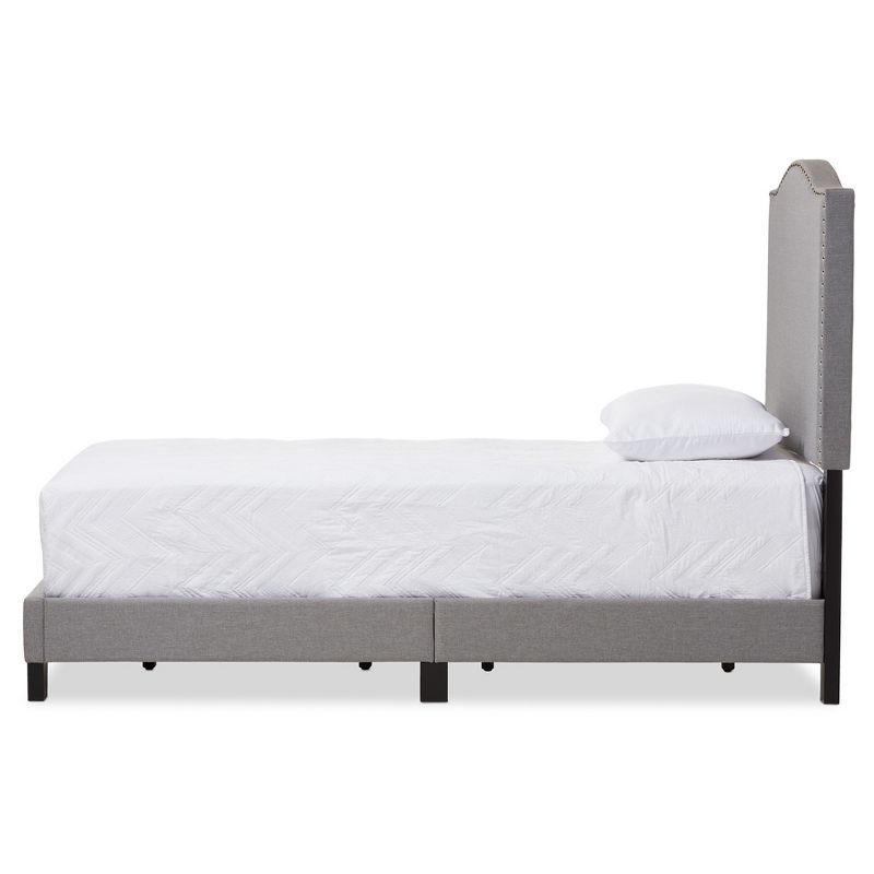 Twin Benjamin Modern and Contemporary Linen Upholstered Arched Platform Bed with Nailhead - Baxton Studio, 3 of 7