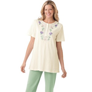 Woman Within Plus Size 7-Day Embroidered Pointelle Tunic - 1 of 4