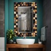Howard Elliott 24" Elias Rectangular Beveled Wall Mirror White and Tan Tiled Horn Frame - 2 of 4