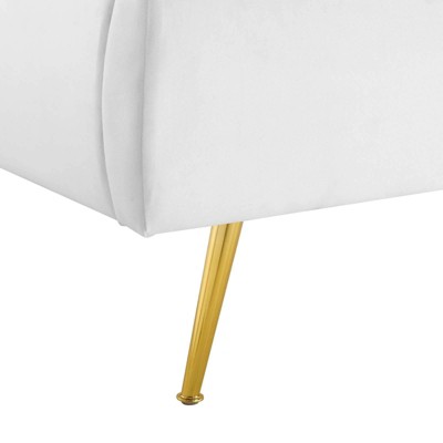 Queen White Velvet Upholstered Wingback Platform Bed with Tufted Headboard