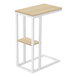 Monarch Specialties Accent Table C-Shaped End Side Snack Living Room Bedroom Metal Laminate Natural White Contemporary Modern - 1 of 4