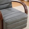 30.3" PU Swivel Armchair with Wood Armrests and Tufted Design - 4 of 4