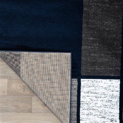 Navy Geometric Synthetic 8' x 10' Reversible Area Rug