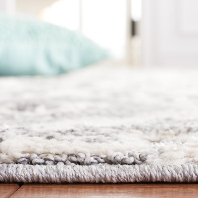 Handmade Gray and Light Gray Synthetic Shag Rug, 4' x 6'